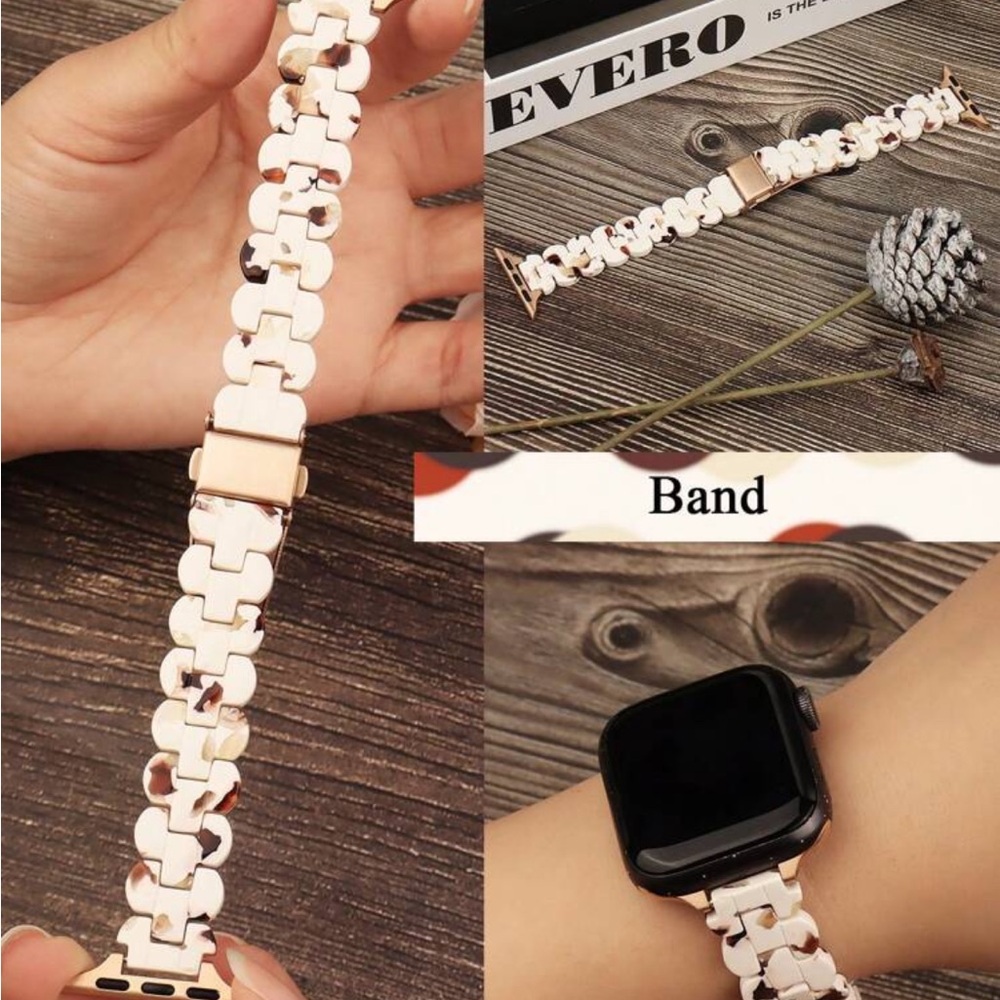 White and Rose Gold Watch Band
